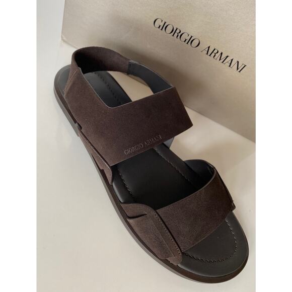 NIB $625 Giorgio Armani Brown Suede/Leather Ankle Strap Sandals 9 US X2P064 IT main image 7